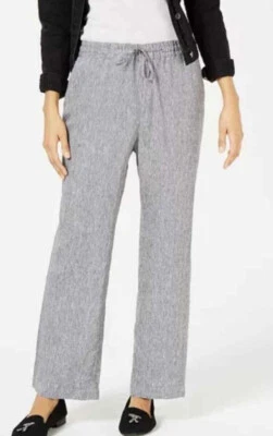 NUEVO Pantalones de lino Charter Club para mujer 4x negros pizarra Lagenlook Beach Resort Foto 1 de 4