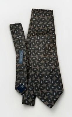 Corbata Coach 100 % seda para hombre dinero antiguo marrón patrón cachemira Italia 3,5 X 58 Foto 1 de 4
