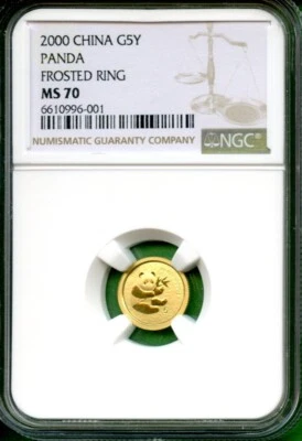 PANDA GOLD CHINA 2000  NGC  MS 70    5 YUAN  1/20  OZ   HIGH GRADING - Image 1 of 2