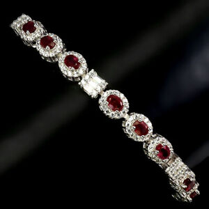 Heated Oval Ruby 4x3mm Cz Gemstone 925 Sterling Silver Jewelry Bracelet 8 Inch