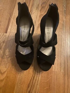 Black Chinese Laundry suede wedge sandals - Picture 1 of 4