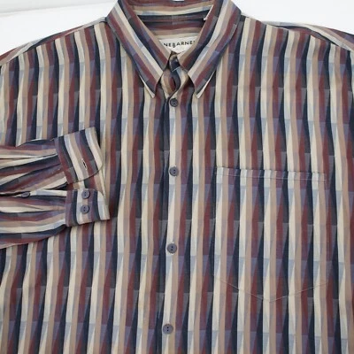Camisa vintage Jhane Barnes hombre manga larga grande abotonada geo estampado algodón Foto 1 de 4