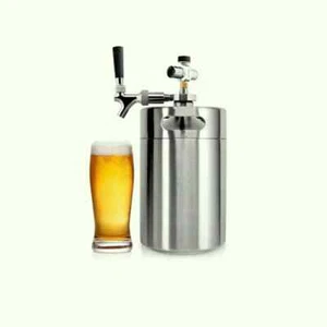 NutriChef Homebrew 128oz Double Walled Mini Keg Beer Dispenser w/ CO2 Regulator - Picture 1 of 5