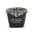Professional Ice Cream Tester Grey Plaid 4.5 x 4 Cotton Linen Cold Cozy