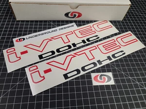 I-VTEC DOHC Decals (2pk) 2-Tone Door Rocker Panel Racing Stickers For Civic Si R - Picture 1 of 16