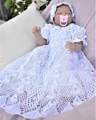Heirloom  Christening Pattern Consisting Of Dress, Headband And Booties - Image 1 of 4