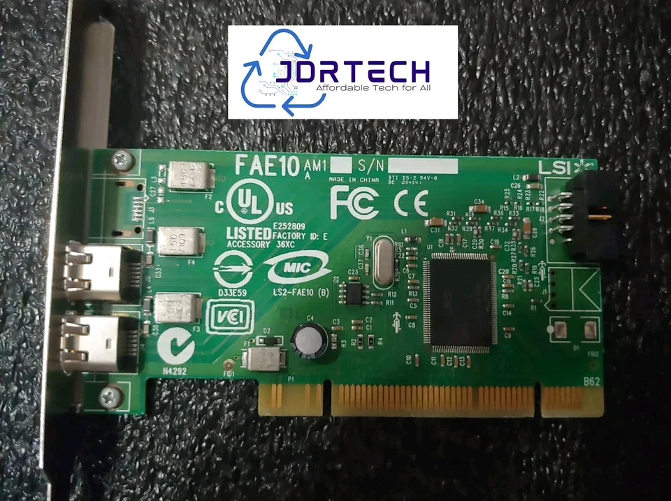 DELL LSI H924H 2 PORT IEEE 1394 PCI CONTROLLER LS2-FAE10 (B) FireWire 400 SFF - Image 1 of 4