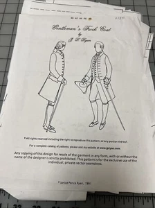 JP Ryan Historical Pattern, "Gentleman's Frock Coat SZ 48", Used - Cut, complete - Picture 1 of 3