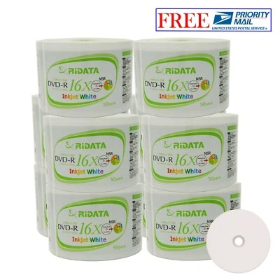 500 Pack Ridata DVD-R 16X 4.7GB White Inkjet Hub Printable Blank Recordable Disc - Image 1 of 3