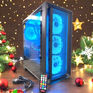 Gaming PC ARGB Desktop Computer i7 16GB 1TB SSD 2TB HDD RX580 WIFI Win10 - Picture 1 of 9