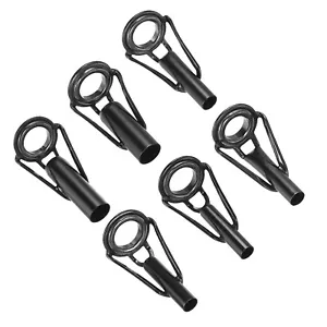 6Pcs 3.0-6.5mm Fishing Rod Tip Repair Kit Stainless Steel Ring Guide Black - Picture 1 of 6