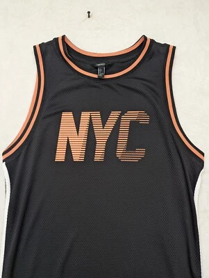 Camiseta deportiva de baloncesto de malla negra Forever 21 para hombre talla grande 80 Pro Real Foto 1 de 4