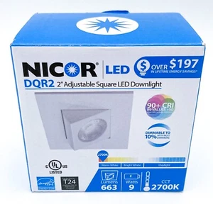 NICOR Lighting DQR2-AA-10-120-2K-WH 2 in. Square Eyeball LED Downlight in Whi - Picture 1 of 5