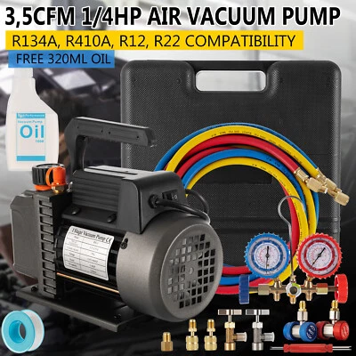 Bomba de vacío de aire 3,5 CFM 1/4HP con juego de manómetros de aire acondicionado R134A R410a R22 con aceite Foto 1 de 4