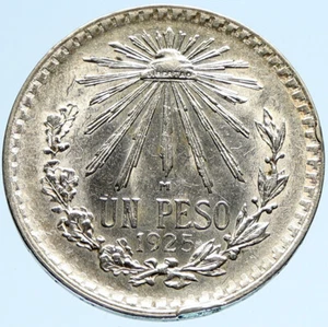 1925 Mo MEXICO Large Eagle Liberty Cap Mexican Antique Silver 1 Peso Coin i97411 - Picture 1 of 3