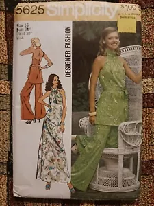 Vintage Simplicity #5625 Misses' SZ 16 Halter Dress & Tunic 1973 UNCUT - Picture 1 of 8