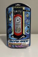 Supersonic Portable AM FM Radio w/ Headphones and Built In Speaker Player SC-9