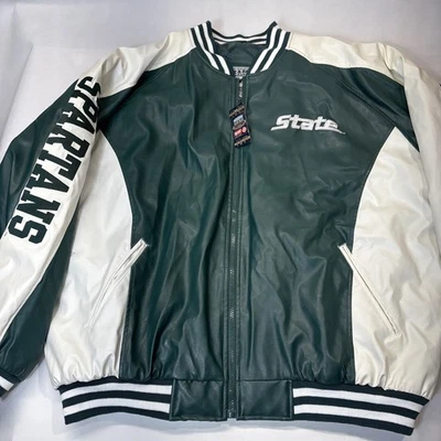 Michigan State MSU Faux Leather Varsity Jacket Size XL Steve & Barry's NWT - Image 1 of 4