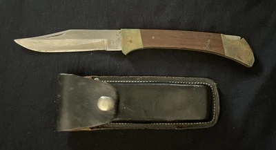 老式巴基斯坦折叠刀户外不锈钢黄铜手柄带盒 — 第 1/4 张图片