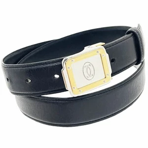 ■Autentica cintura Cartier Santos cintura uomo pelle nera misura 85 cm Cartier - Foto 1 di 9