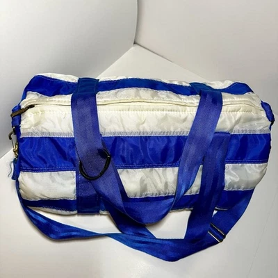 Bolso de Lona Taylor Made Overnight De Colección Azul Y Blanco Rayas Raro Foto 1 de 4