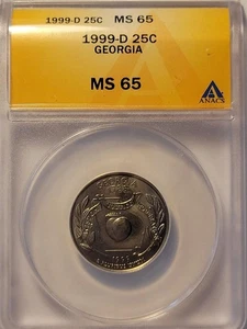 1999 D 25C STATE QUARTER GEORGIA  ANACS MS 65   - Picture 1 of 4