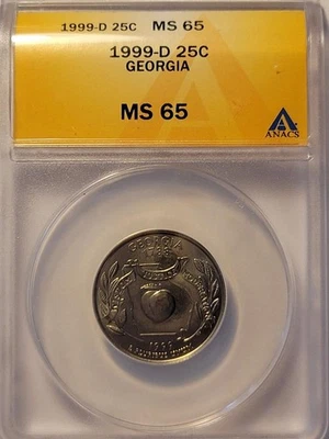 1999 D 25C STATE QUARTER GEORGIA  ANACS MS 65   - Image 1 of 4