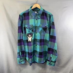 Camisa de Franela Dixxon Venkman Para Hombres XLT Verde Púrpura Cuadros Cazafantasmas Top - Imagen 1 de 9