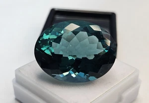 Excelente piedra preciosa suelta corte ovalado natural 31-32 quilates turmalina azul verdoso KH004 - Imagen 1 de 9