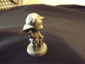 AVON pewter 2" BEAR "hard at work" THROWING PAPER AIRPLANE vtg 80'S - Picture 1 of 6