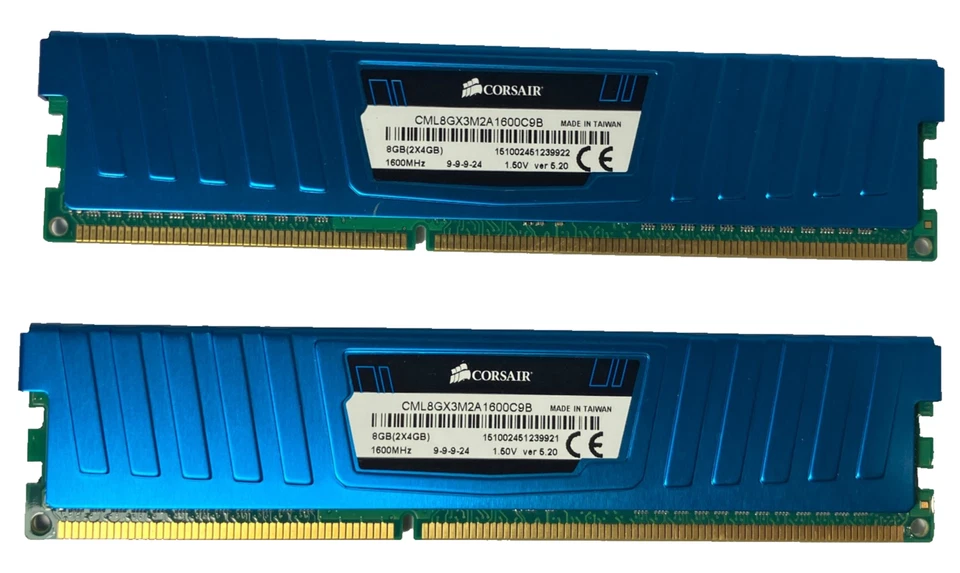 2 LOT Corsair Vengeance LP RAM DDR3 8GB (2x4GB) 1.50V 1600MHz CML8GX3M2A1600C9B - Image 1 of 3