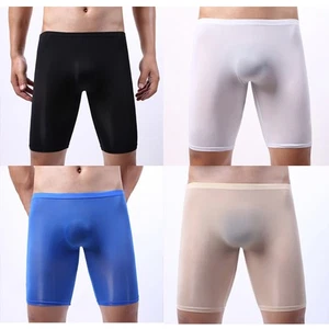 Sexy dünne Herren-Boxershorts transparent Eisseide langes Bein Sportshorts Unterwäsche - Bild 1 von 38