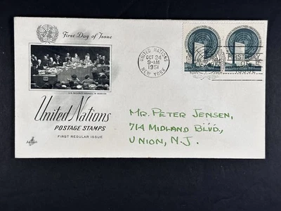 ONU Naciones Unidas FDC 1951 Par Horizontal 1 1/2c ArtCraft Cachet a19 Foto 1 de 2