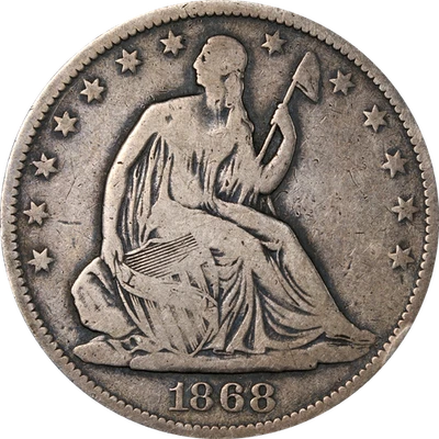 Medio dólar sentado 1868-S Foto 1 de 2