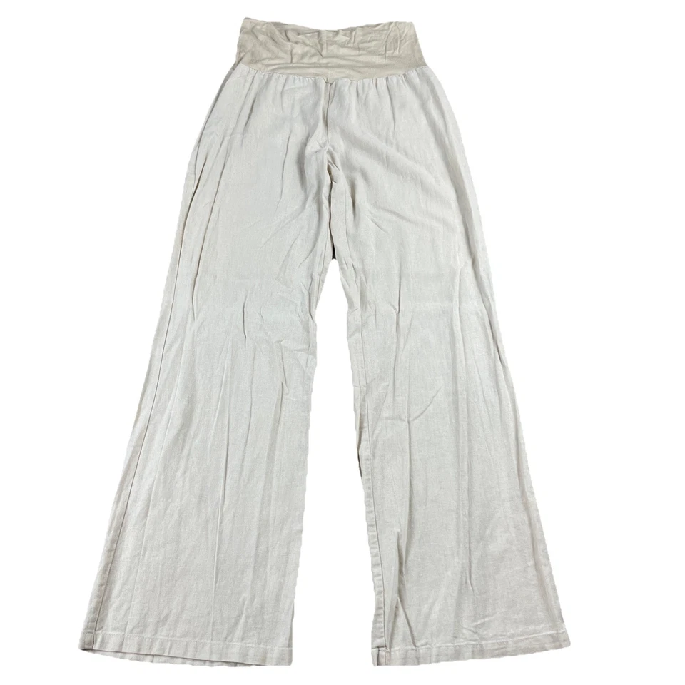 Love Tree Ultra Wide Leg Linen Pants Women's Medium Stretch Waist High Rise Boho - Image 1 of 4