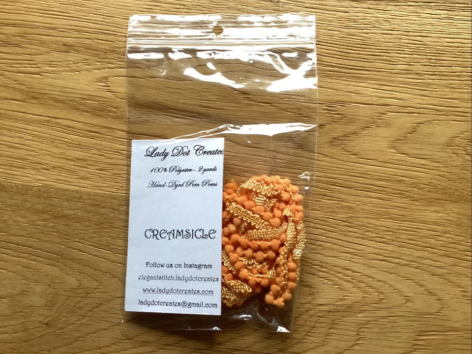 Creamsicle ( Lt Orange Shade) Hand Dyed Pom Pom Trim By Lady Dot Creates - Image 1 of 1
