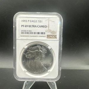 1993 P Proof Silver Eagle- NGC PF 69 Ultra Cameo - 041 - Picture 1 of 4