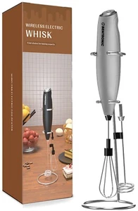 Double whisk Milk Frother Handheld mixer, Foam Maker for Coffee latte (silver). - Picture 1 of 9