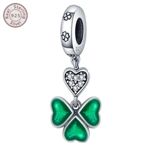 KUNSIR 925 Sterling Silver Charm Triple Heart Leaf Dangle Pendant For Bracelets - Picture 1 of 5