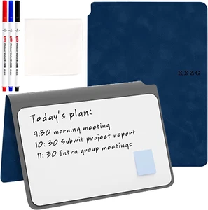 Whiteboard Notebook Portable Dry Erase Board Navy Blue PU Cover with 3 Pens - Picture 1 of 12