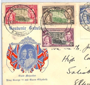 SOUTHERN RHODESIA FDC 1937 KGVI *Coronation* ILLUSTRATED First Day Cover XC190 - Picture 1 of 8