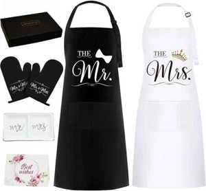 Wedding Gifts for Couples, Mr and Mrs Aprons Engagement Presents for His and - Picture 1 of 3