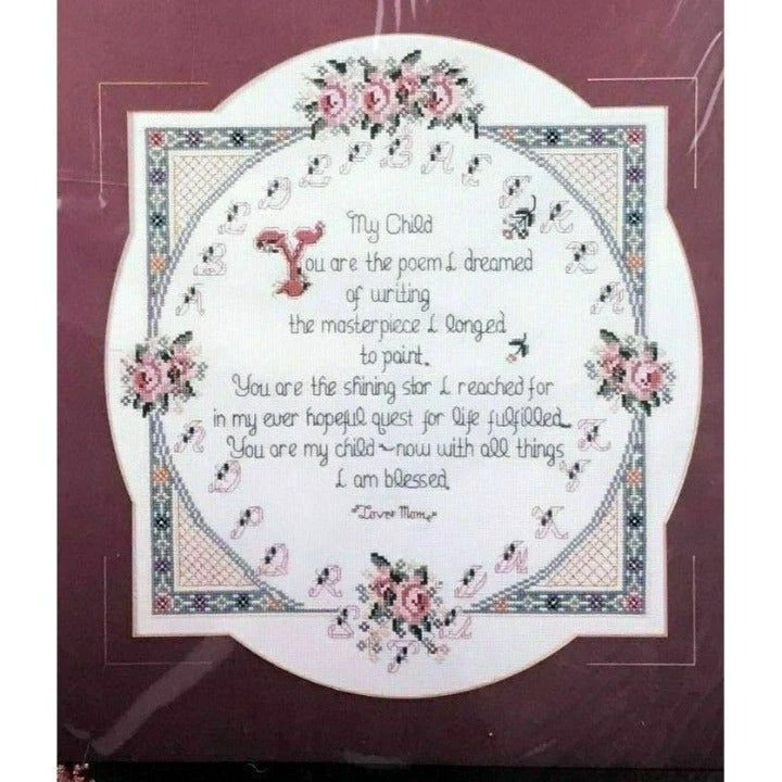 My Child Counted Cross Stitch Kit 40733 Bucilla 15x15 Gayle Nelson 1993