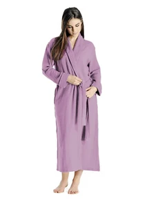 100% Pure Cashmere Rose Pink Robe Wrap Belted Long Thick 4 Ply Women L/XL - Picture 1 of 5