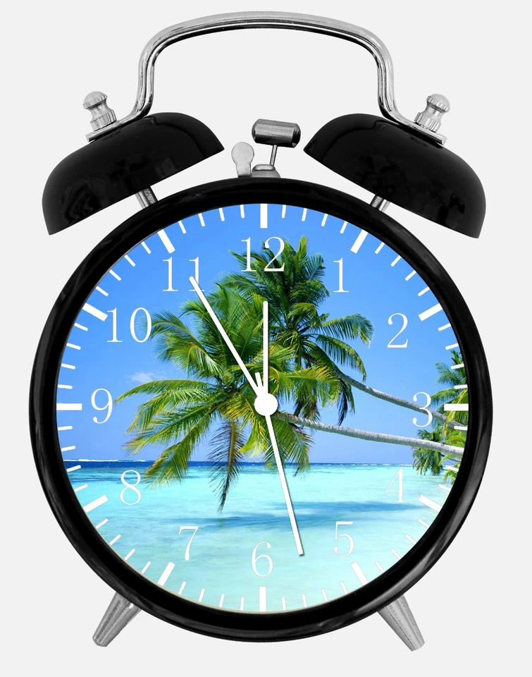 Palm Tree Beach Alarm Desk Clock 3.75" Home or Office Decor E39 Nice For Gift - Image 1 of 1