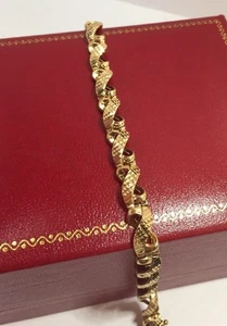 10k Yellow Gold Diamond Infinity Open Heart Tennis Solid 14 Gram Bracelet 7.25" - Picture 1 of 12