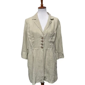 Soft Surroundings Beige Linen Notch Collar Button Front Eza Jacket Size M - Picture 1 of 9