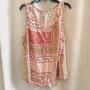 Sonoma Womens Top Size XL Pink Patchwork Floral Boho Cottage Western Y2K 18145 - Picture 1 of 8