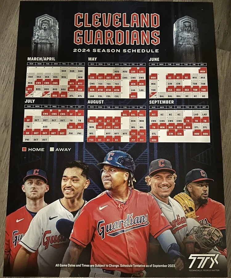 Cleveland Guardians 2024 Season Schedule MLB Poster Baseball! - Image 1 of 1
