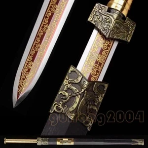 42" Handmade Han Dynasty Double Edged Sword 1095 Carbon Steel Blade Tai Chi Jian - Picture 1 of 10
